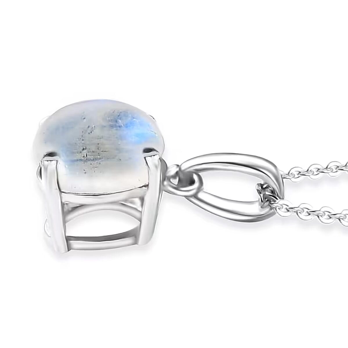 D'Joy Rainbow Moonstone 3.10 ctw Ring (Size 6.0) and Pendant Necklace 20 Inches in Rhodium Over Sterling Silver image number 6