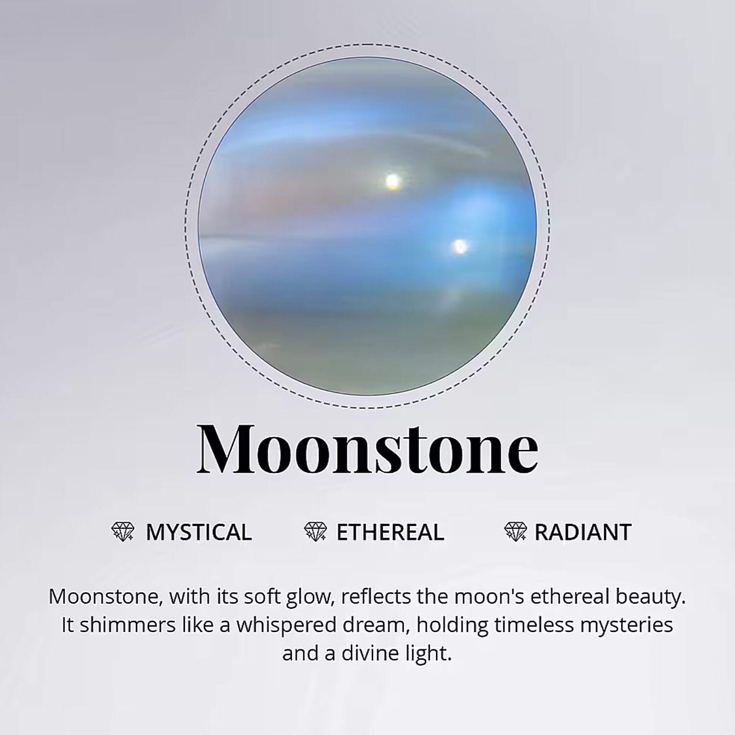 D'Joy Rainbow Moonstone 3.10 ctw Ring (Size 5.0) and Pendant Necklace 20 Inches in Rhodium Over Sterling Silver