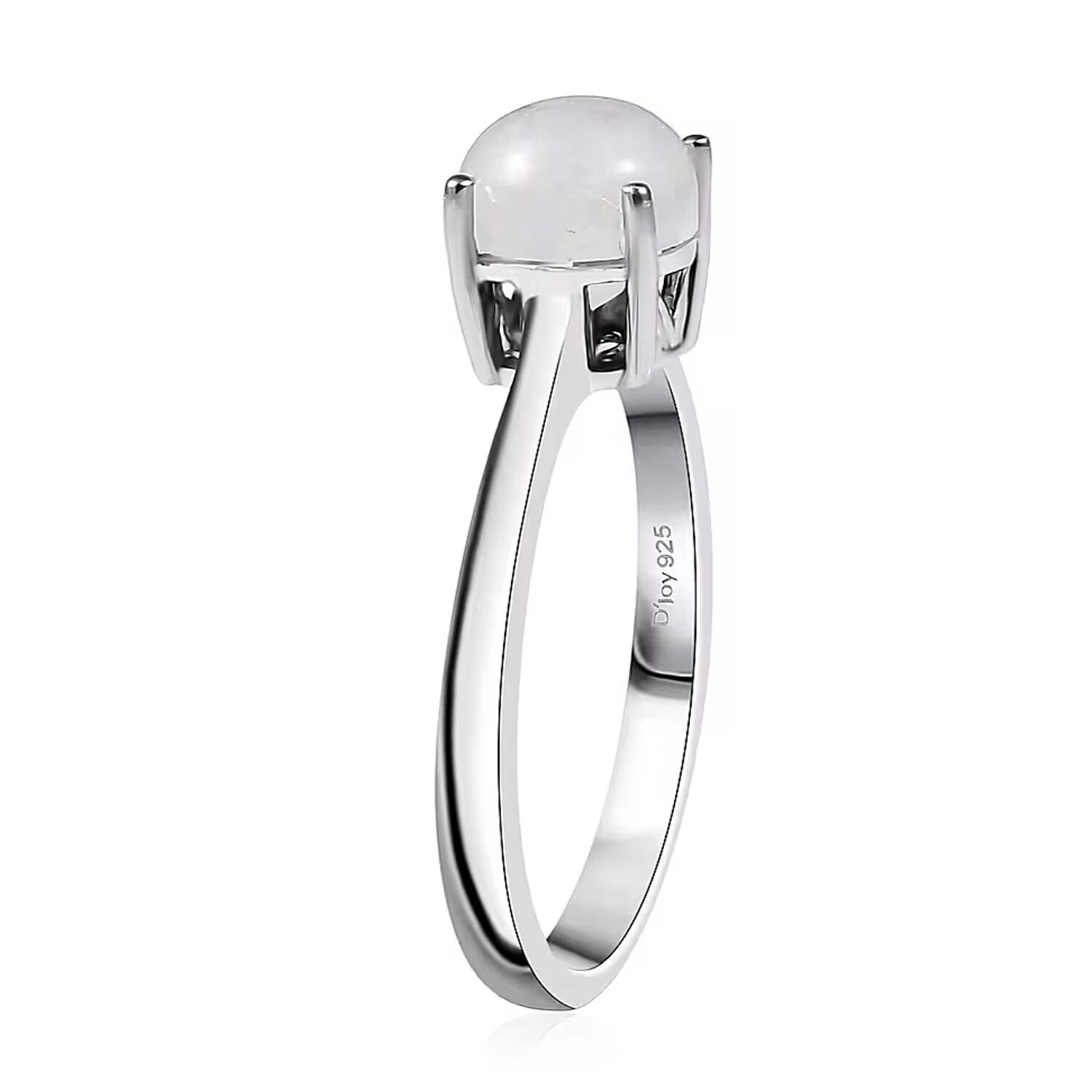 D'Joy Rainbow Moonstone 3.10 ctw Ring (Size 5.0) and Pendant Necklace 20 Inches in Rhodium Over Sterling Silver