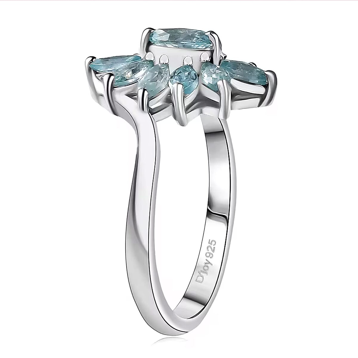 D'Joy Cambodian Blue Zircon 3.00 ctw Ring (Size 5.0), and Pendant Necklace 20 Inches in Rhodium Over Sterling Silver (Del. In 10-12 Days) image number 5