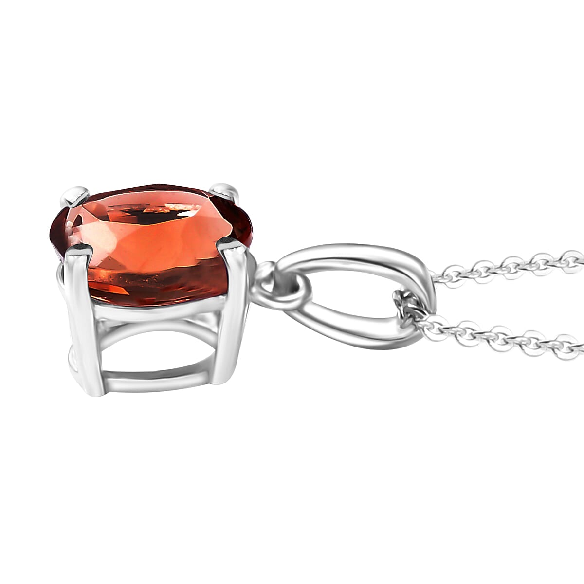 D'Joy Mozambique Garnet 3.00 ctw Ring (Size 5.0) and Pendant Necklace 20 Inches in Rhodium Over Sterling Silver image number 5
