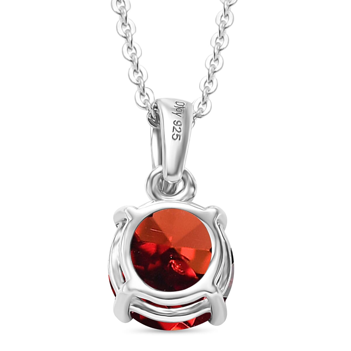 D'Joy Mozambique Garnet 3.00 ctw Ring (Size 8.0) and Pendant Necklace 20 Inches in Rhodium Over Sterling Silver image number 6