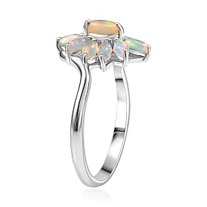 D'Joy Ethiopian Welo Opal 1.40 ctw Ring (Size 8.0), and Pendant Necklace 20 Inches in Rhodium Over Sterling Silver