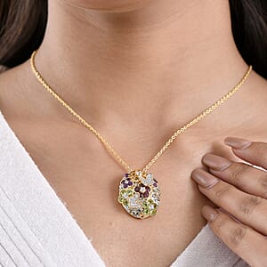 GP Italian Garden Collection Multi Gemstone 5.10 ctw Pendant Necklace in 18K Vermeil Yellow Gold Over Sterling Silver 20 Inches 