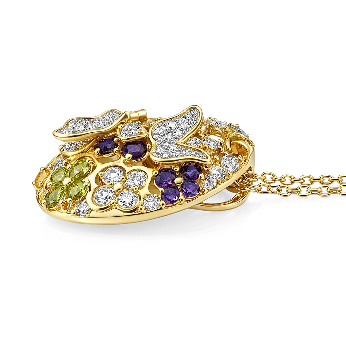 GP Italian Garden Collection Multi Gemstone 5.10 ctw Pendant Necklace in 18K Vermeil Yellow Gold Over Sterling Silver 20 Inches  image number 4