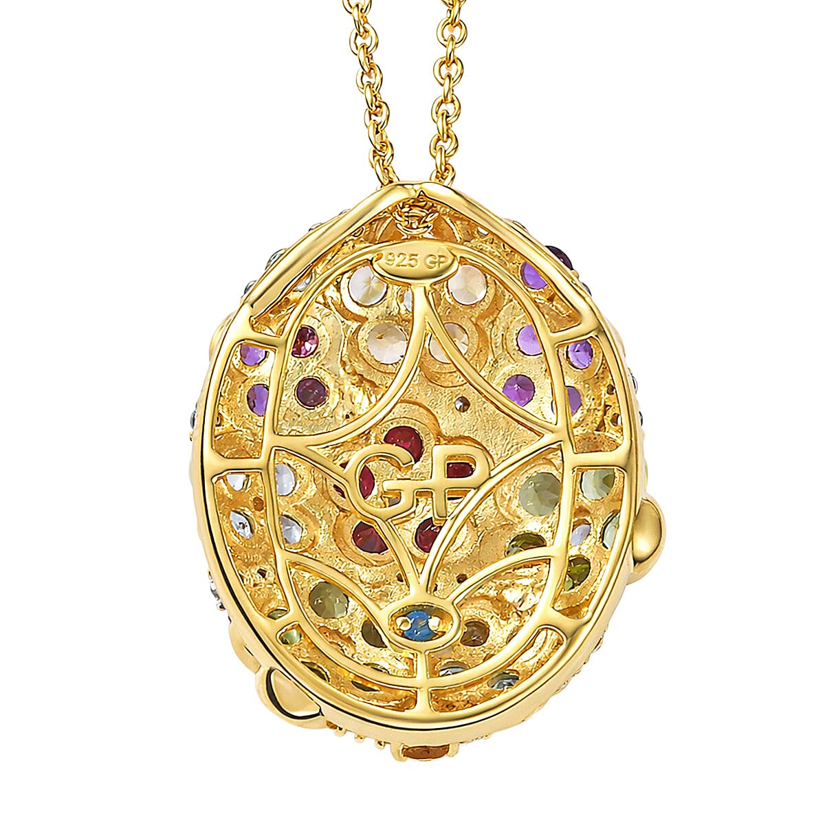 GP Italian Garden Collection Multi Gemstone 5.10 ctw Pendant Necklace in 18K Vermeil Yellow Gold Over Sterling Silver 20 Inches  image number 5