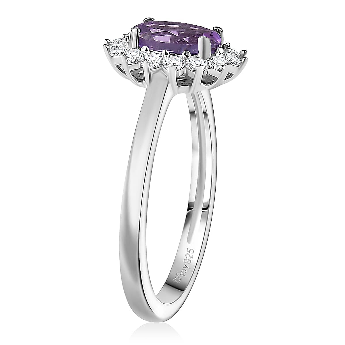 D'Joy African Amethyst, White Zircon Ring (Size 5.0) and Pendant Necklace (20 Inches) in Rhodium Over Sterling Silver 2.25 ctw image number 3