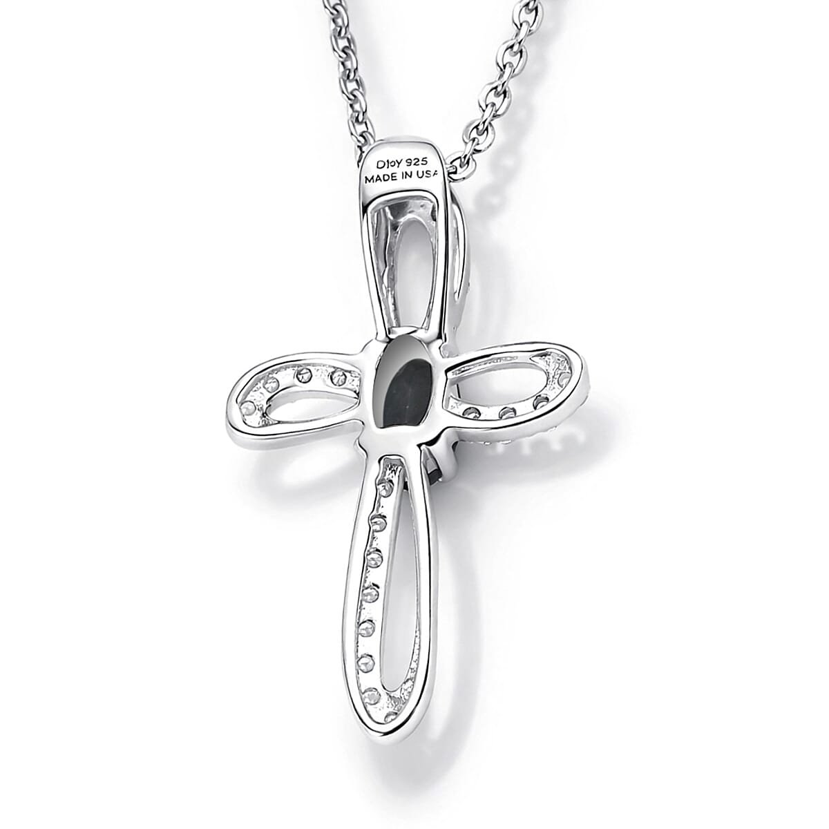 D'Joy Premium Monte Belo Indicolite and Moissanite 0.40 ctw Pendant Necklace in Rhodium Over Sterling Silver 20 Inches image number 4