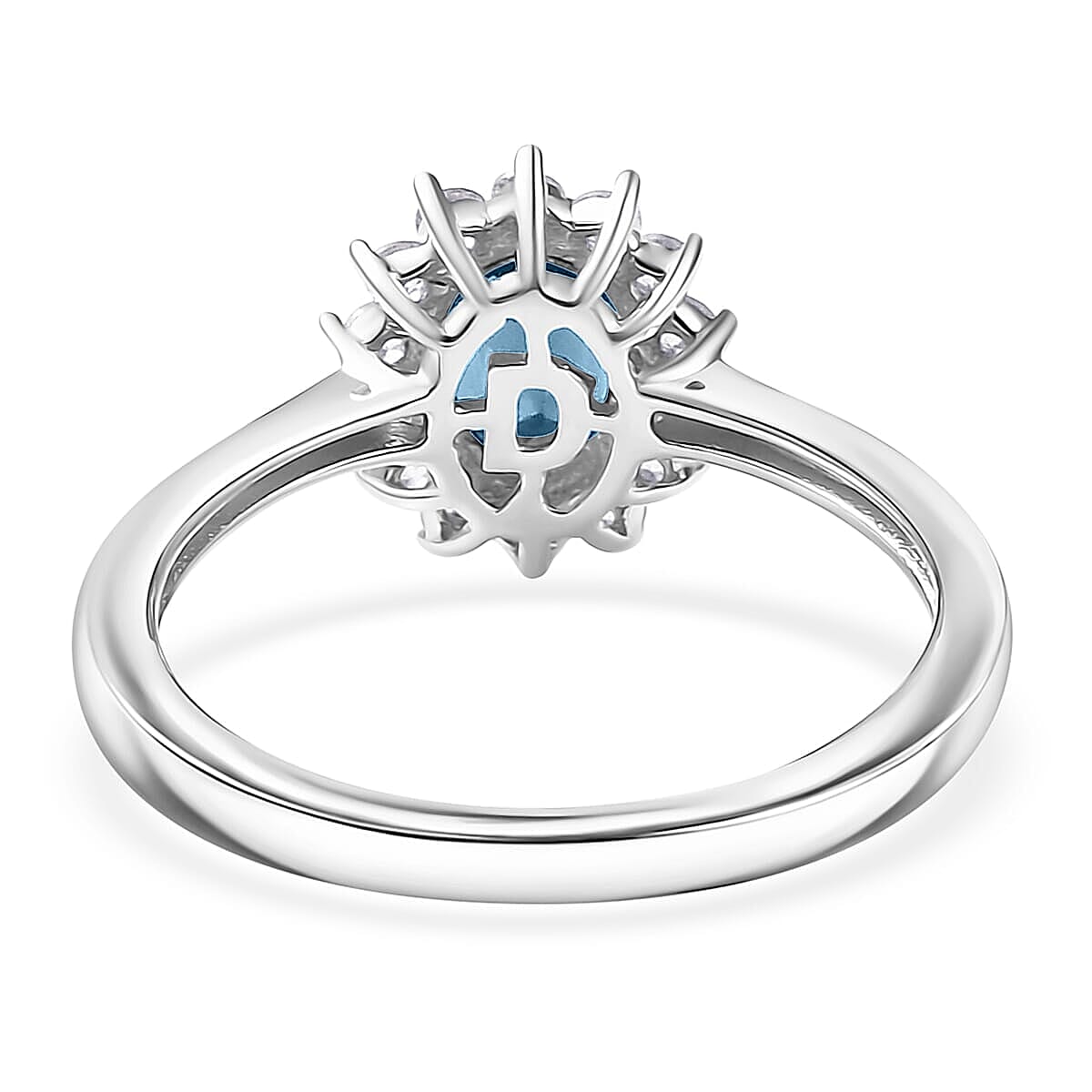 D'Joy Blue Topaz and White Zircon 2.70 ctw Ring (Size 5.0) and Pendant Necklace 20 Inches in Rhodium Over Sterling Silver image number 4