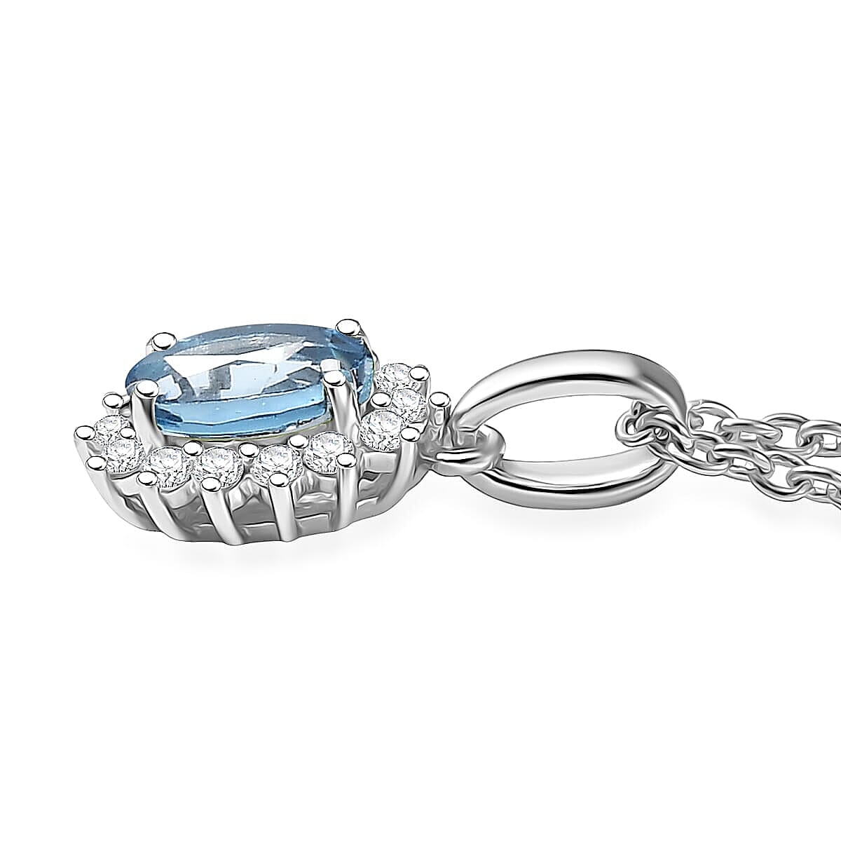 D'Joy Blue Topaz and White Zircon 2.70 ctw Ring (Size 9.0) and Pendant Necklace 20 Inches in Rhodium Over Sterling Silver image number 5