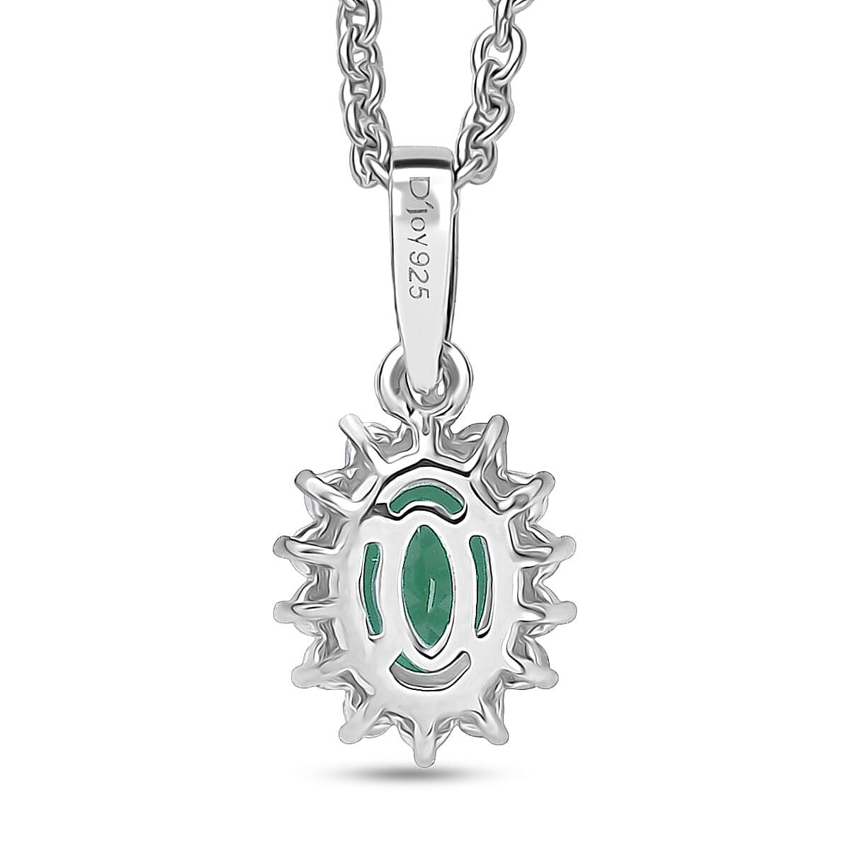 D'Joy Emerald and White Zircon 2.40 ctw Ring (Size 5.0) and Pendant Necklace 20 Inches in Rhodium Over Sterling Silver image number 6