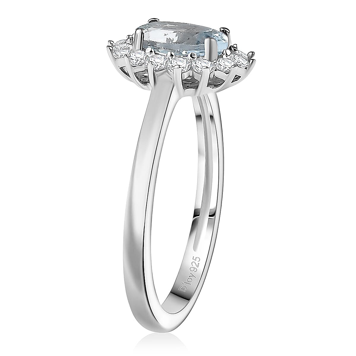 D'Joy Mangoro Aquamarine and White Zircon 2.30 ctw Ring (Size 5.0) and Pendant Necklace 20 Inches in Rhodium Over Sterling Silver image number 3