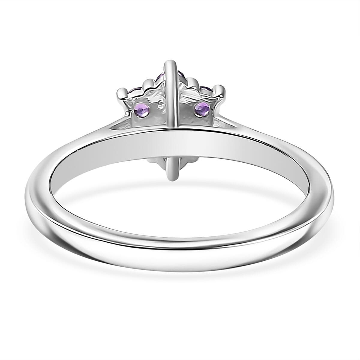 D'Joy African Amethyst, White Zircon Ring (Size 6.0) and Pendant Necklace (20 Inches) in Rhodium Over Sterling Silver 0.70 ctw image number 4