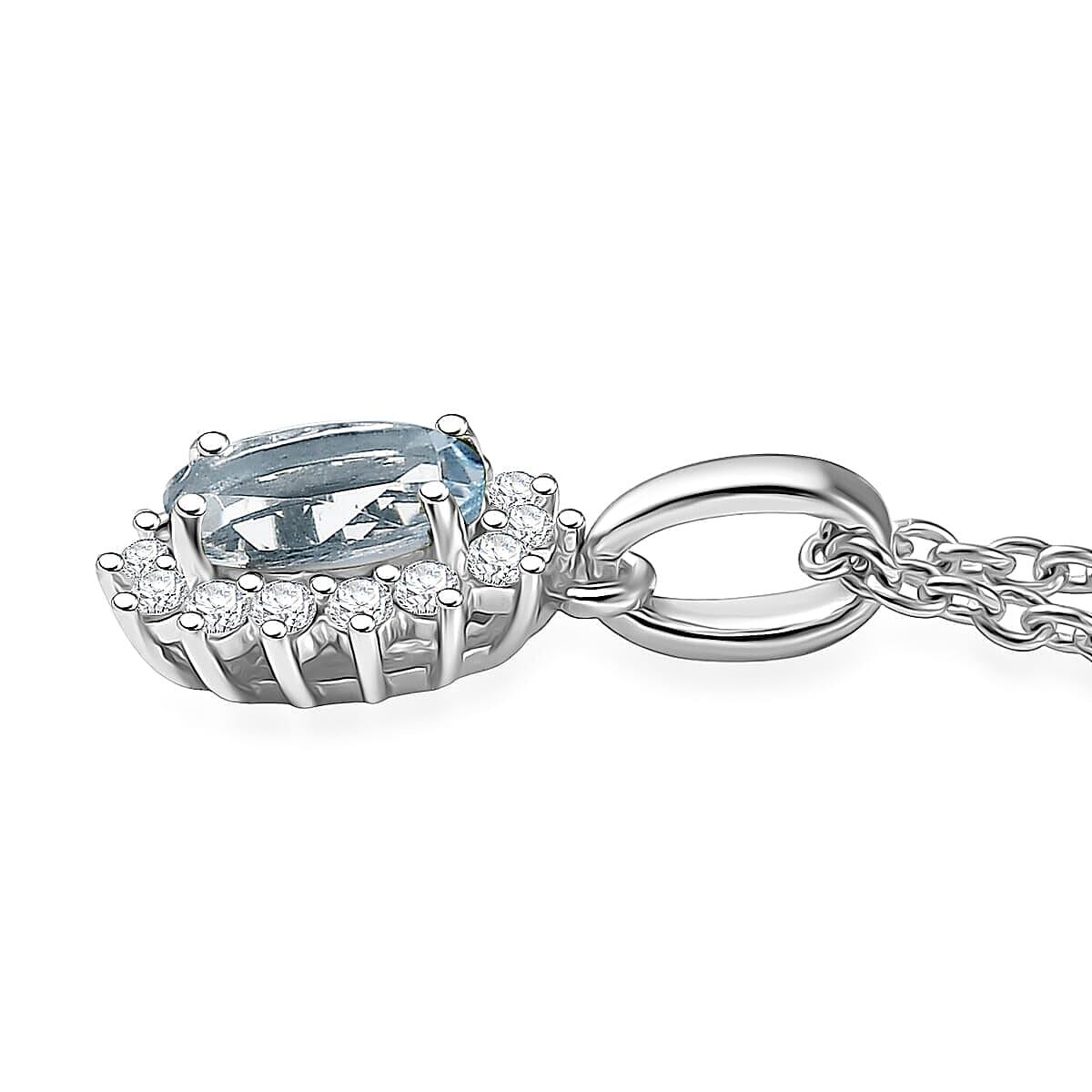 D'Joy Mangoro Aquamarine and White Zircon 2.30 ctw Ring (Size 6.0) and Pendant Necklace 20 Inches in Rhodium Over Sterling Silver image number 5
