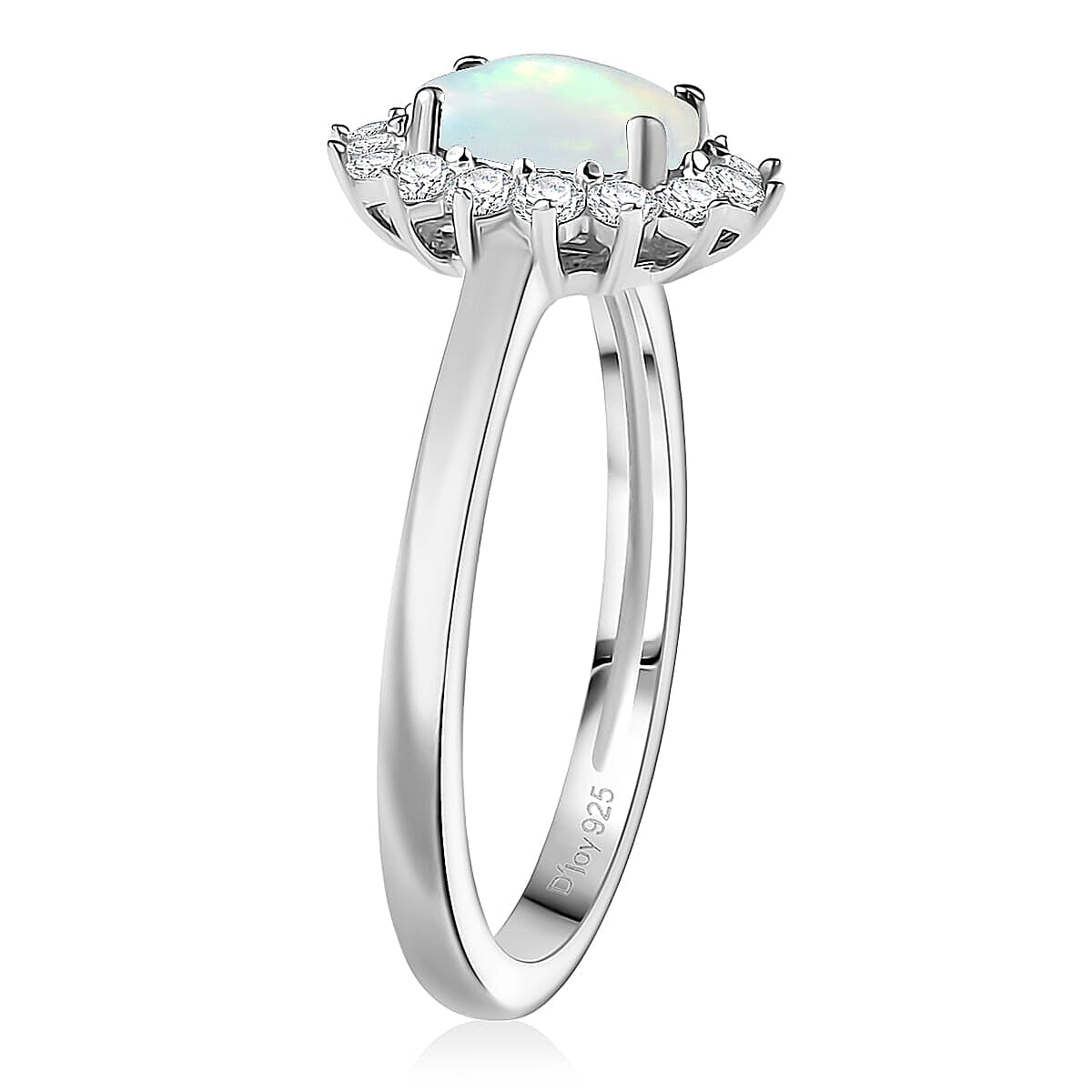 D'Joy Ethiopian Welo Opal and White Zircon 1.80 ctw Ring (Size 5.0) and Pendant Necklace 20 Inches in Rhodium Over Sterling Silver image number 3