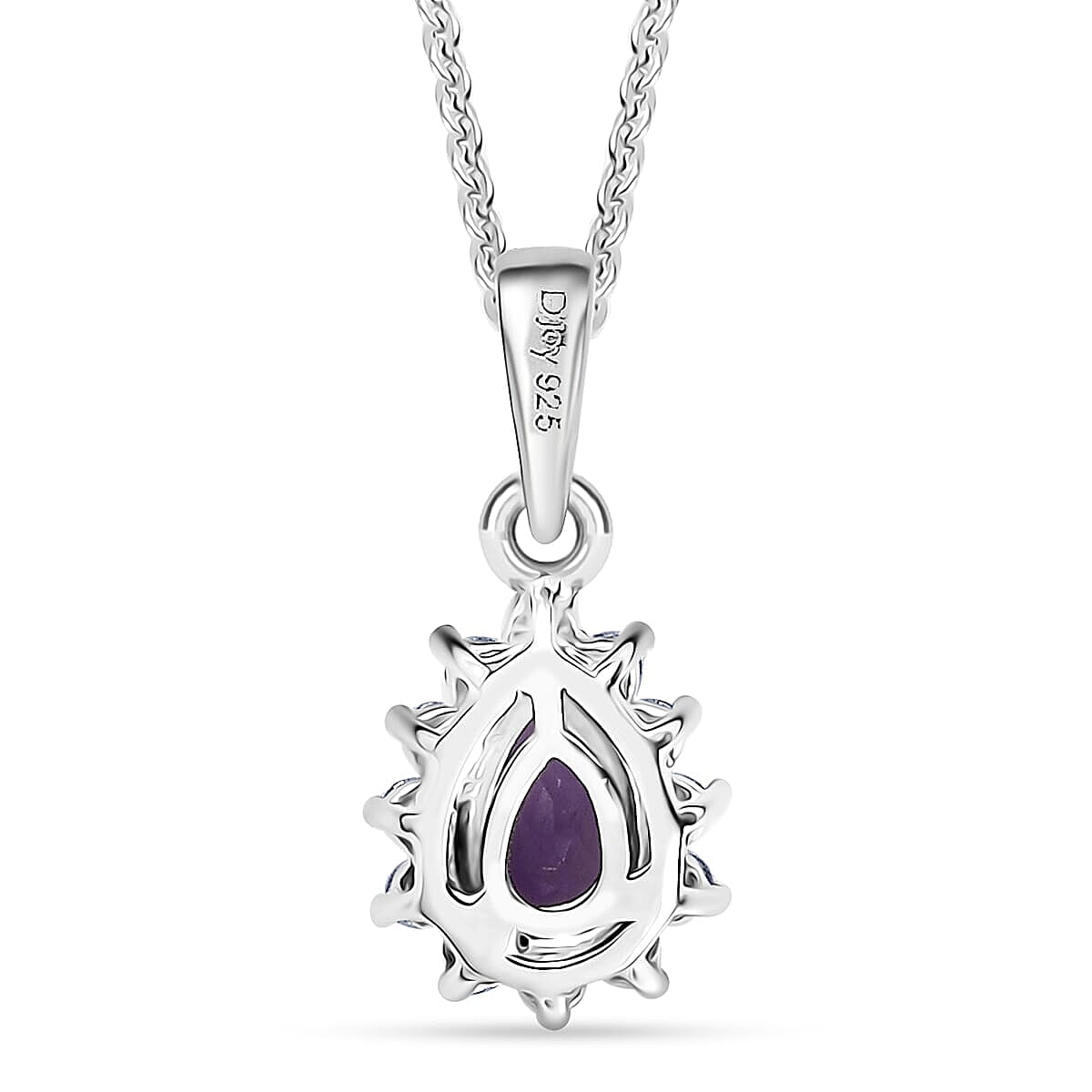 D'Joy African Amethyst Ring (Size 5.0) and Pendant Necklace (20 Inches) in Rhodium Over Sterling Silver 1.30 ctw image number 6