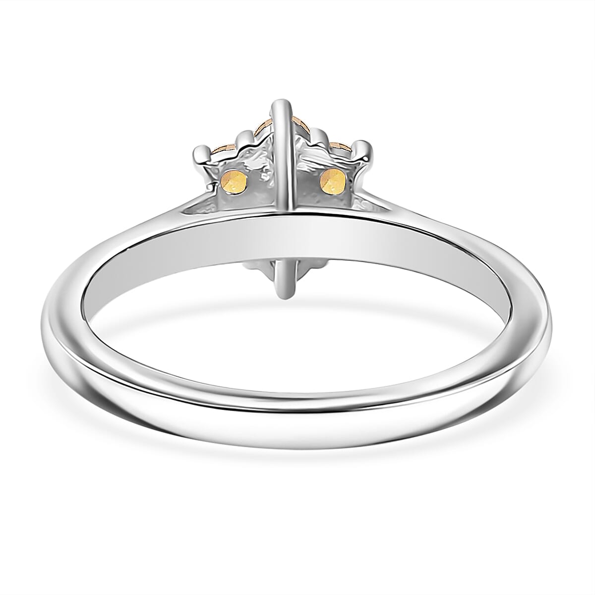 D'Joy Brazilian Citrine and White Zircon 0.80 ctw Ring (Size 6.0) and Pendant Necklace 20 Inches in Rhodium Over Sterling Silver image number 4