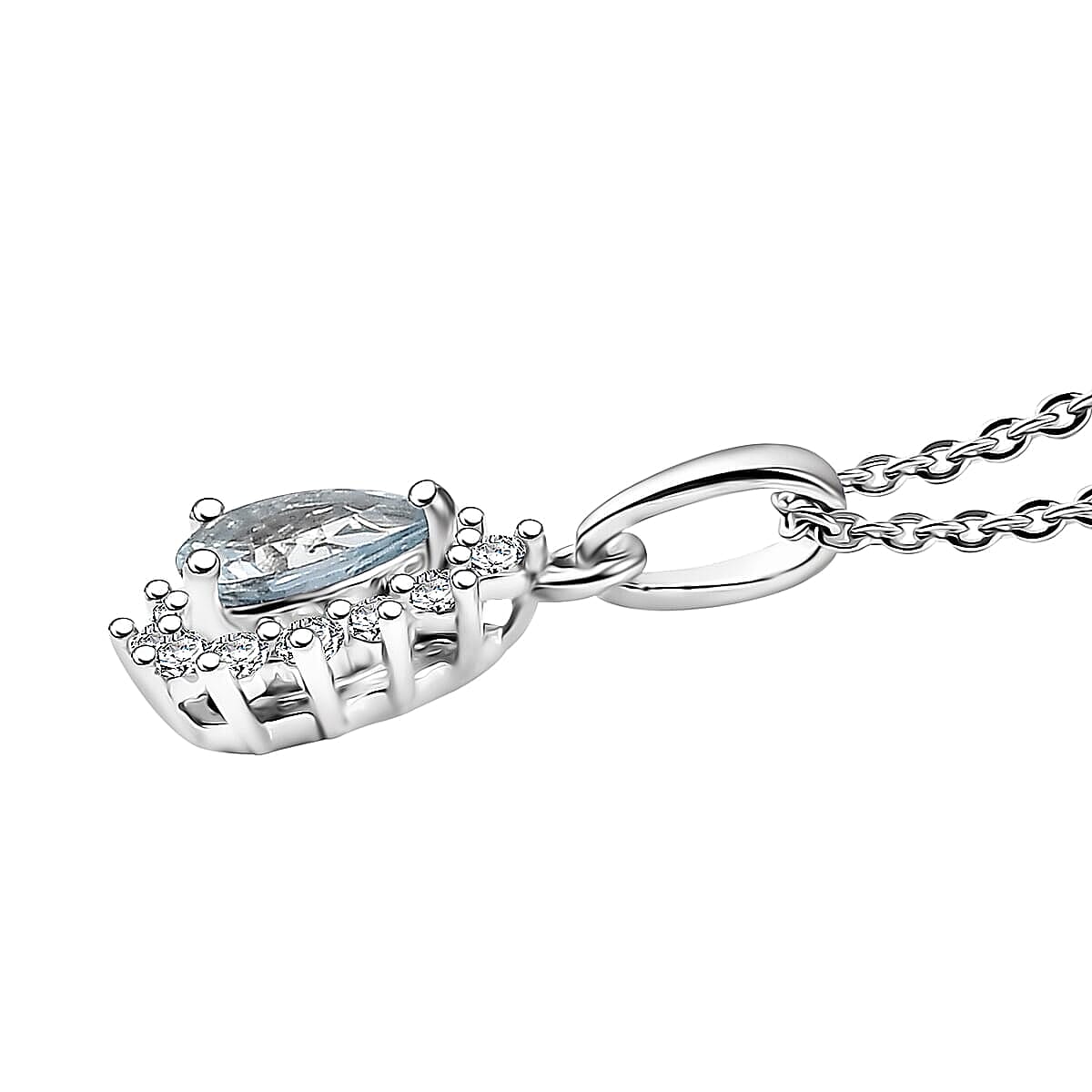 D'Joy Mangoro Aquamarine and White Zircon 1.20 ctw Ring (Size 8.0) and Pendant Necklace 20 Inches in Rhodium Over Sterling Silver image number 5