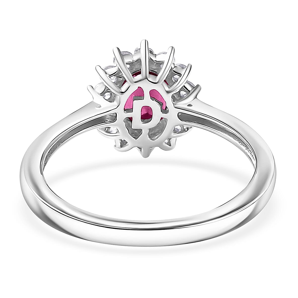 D'Joy Niassa Ruby (FF)&nbsp;and White Zircon 3.20 ctw Ring (Size 5.0) and Pendant Necklace 20 Inches in Rhodium Over Sterling Silver image number 4