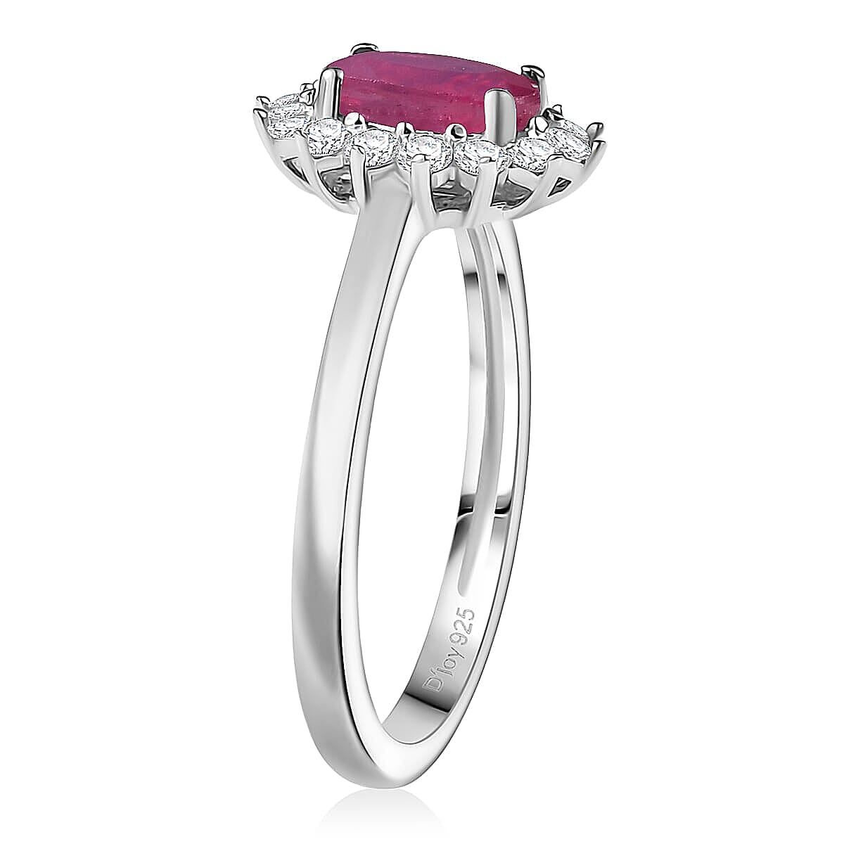 D'Joy Niassa Ruby (FF)&nbsp;and White Zircon 3.20 ctw Ring (Size 6.0) and Pendant Necklace 20 Inches in Rhodium Over Sterling Silver image number 3