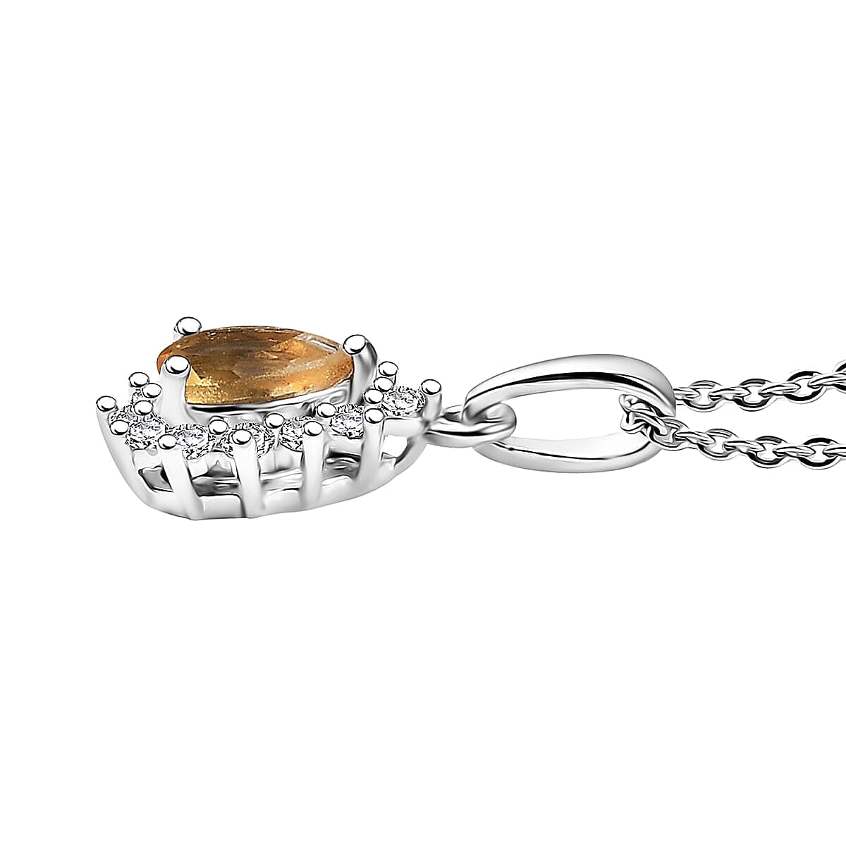 D'Joy Brazilian Citrine, White Zircon 1.30 ctw Ring (Size 7.0) and Pendant Necklace 20 Inches in Rhodium Over Sterling Silver image number 5