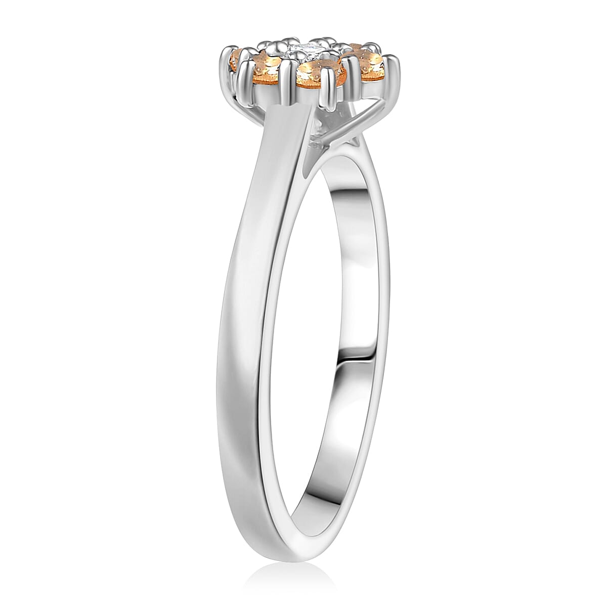 D'Joy Brazilian Citrine and White Zircon 0.80 ctw Ring (Size 7.0) and Pendant Necklace 20 Inches in Rhodium Over Sterling Silver image number 3