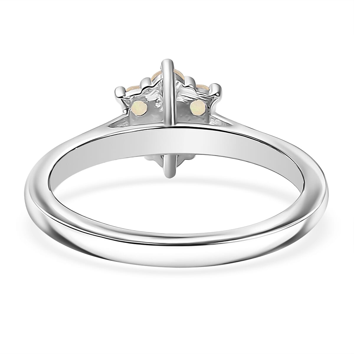 D'Joy Ethiopian Welo Opal and White Zircon 0.80 ctw Ring (Size 6.0) and Pendant Necklace 20 Inches in Rhodium Over Sterling Silver image number 4