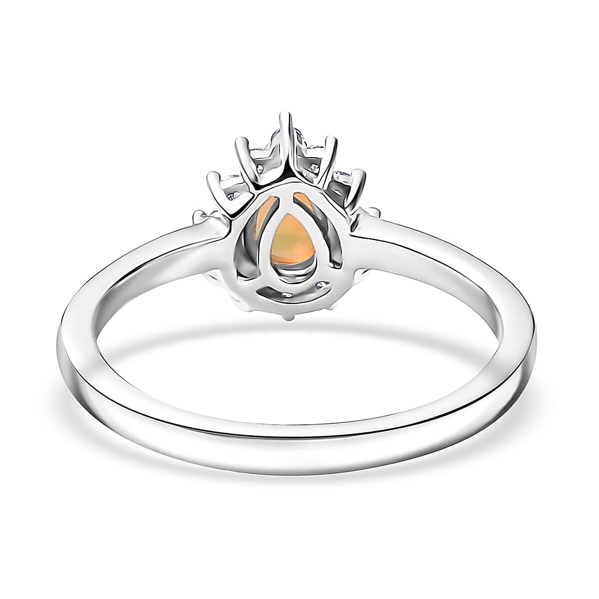 D'Joy Ethiopian Welo Opal, White Zircon 1.10 ctw Ring (Size 8.0) and Pendant Necklace 20 Inches in Rhodium Over Sterling Silver image number 4