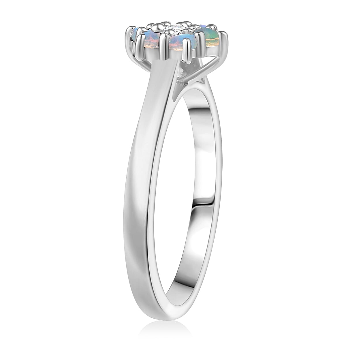 D'Joy Ethiopian Welo Opal and White Zircon 0.80 ctw Ring (Size 7.0) and Pendant Necklace 20 Inches in Rhodium Over Sterling Silver image number 3