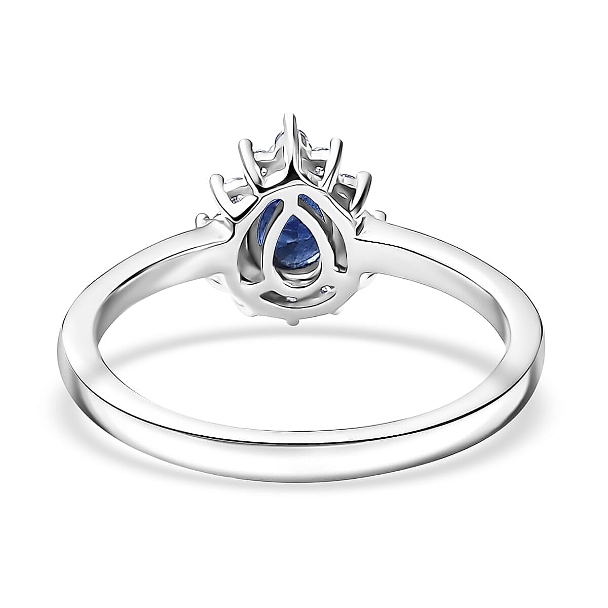 D'Joy Masoala Sapphire (D), White Zircon 1.70 ctw Ring (Size 9.0) and Pendant Necklace 20 Inches in Rhodium Over Sterling Silver image number 4