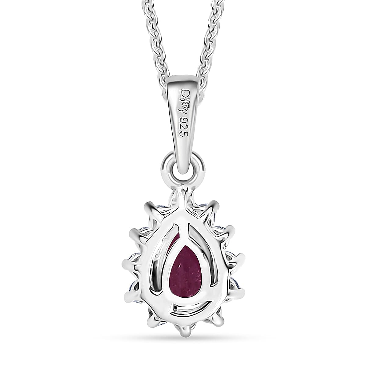 D'Joy Masoala&nbsp;Sapphire&nbsp;(D)&nbsp;and White Zircon 1.00 ctw Ring (Size 6.0) and Pendant Necklace 20 Inches in Rhodium Over Sterling Silver image number 6