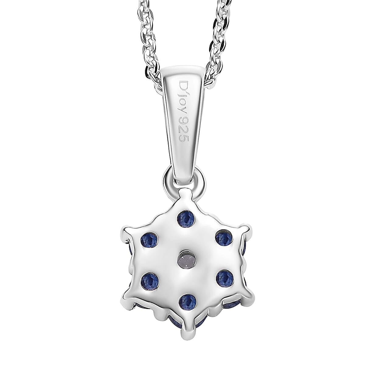 D'Joy Masoala&nbsp;Sapphire&nbsp;(D)&nbsp;and White Zircon 1.00 ctw Ring (Size 7.0) and Pendant Necklace 20 Inches in Rhodium Over Sterling Silver image number 6