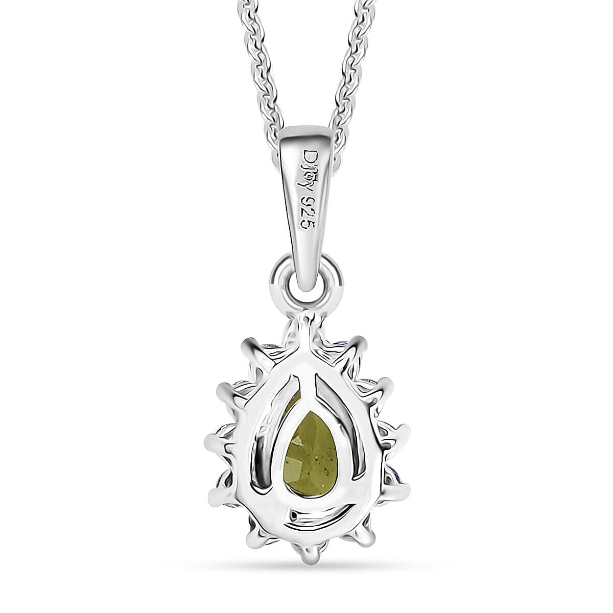 D'Joy Hebei Peridot, White Zircon 1.35 ctw Ring (Size 6.0) and Pendant Necklace 20 Inches in Rhodium Over Sterling Silver image number 6