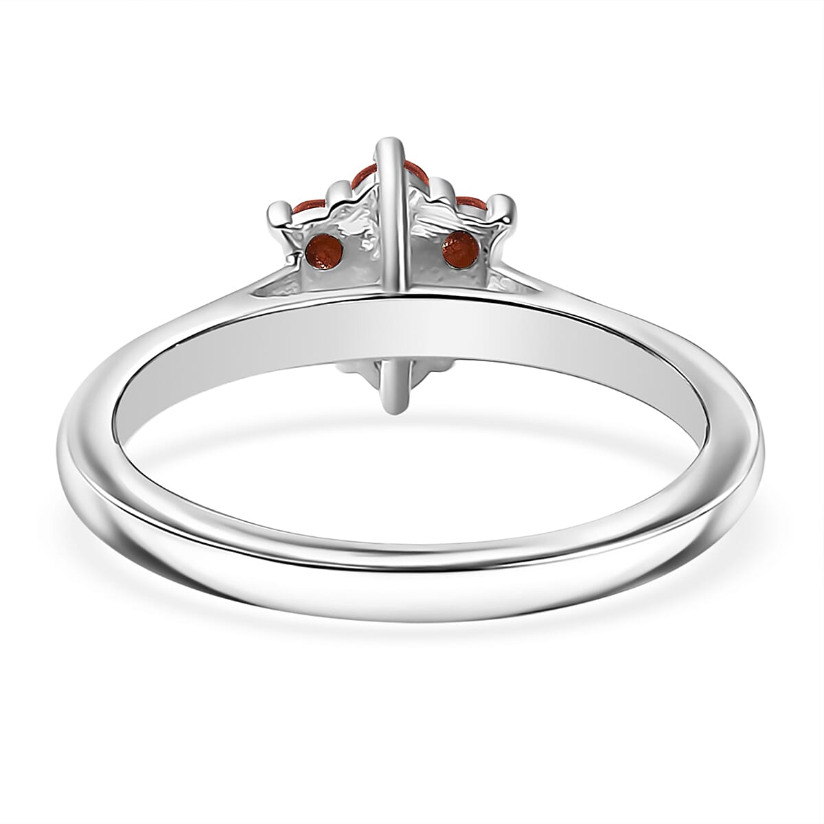 D'Joy Mozambique Garnet and White Zircon 0.80 ctw Ring (Size 8.0) and Pendant Necklace 20 Inches in Rhodium Over Sterling Silver image number 4