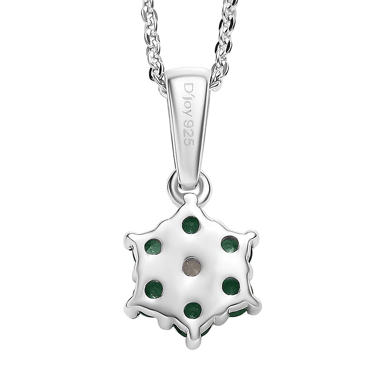 D'Joy Socoto Emerald and White Zircon 0.80 ctw Ring (Size 6.0) and Pendant Necklace 20 Inches in Rhodium Over Sterling Silver image number 6