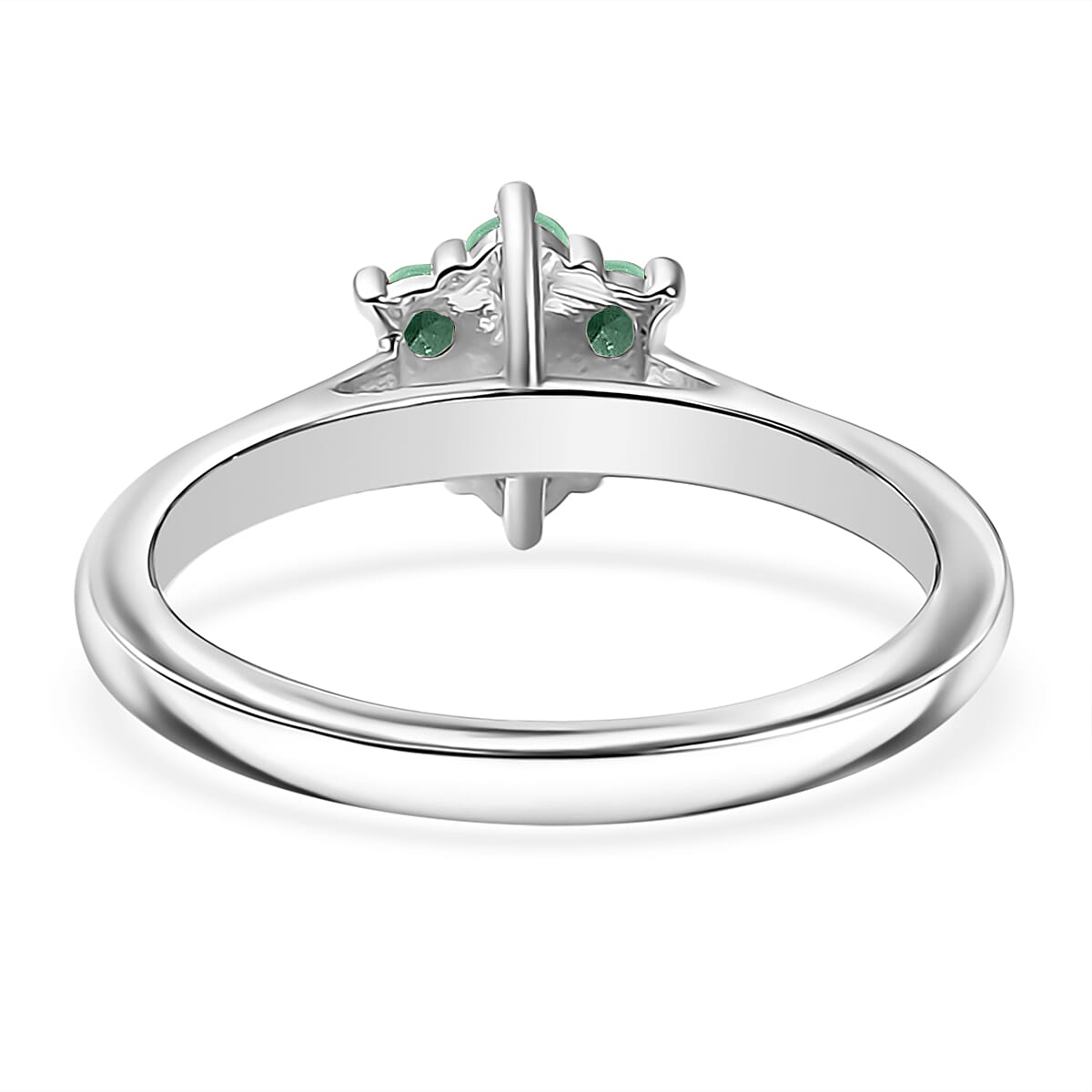 D'Joy Socoto Emerald and White Zircon 0.80 ctw Ring (Size 9.0) and Pendant Necklace 20 Inches in Rhodium Over Sterling Silver image number 4