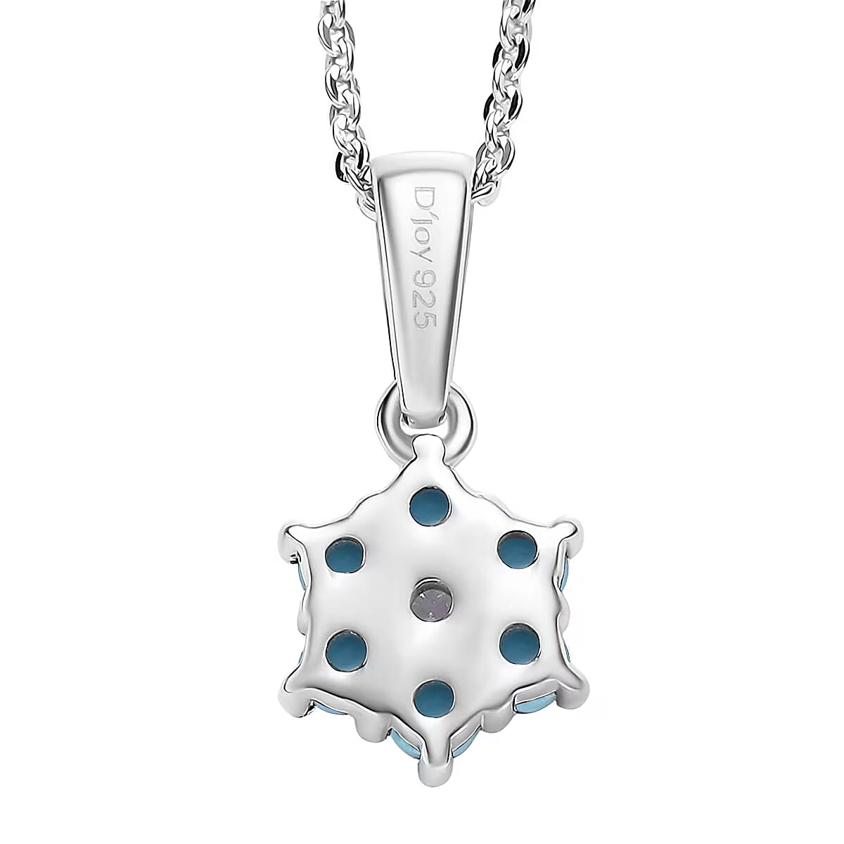 D'Joy Sleeping Beauty Turquoise and White Zircon 0.80 ctw Ring (Size 7.0) and Pendant Necklace 20 Inches in Rhodium Over Sterling Silver image number 6