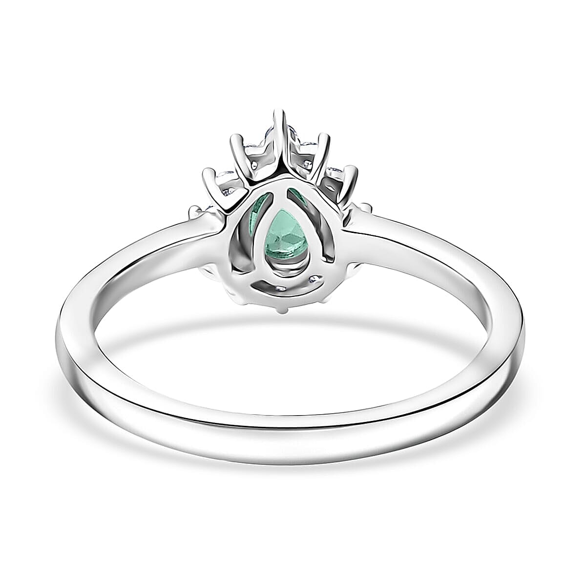 D'Joy Socoto Emerald, White Zircon 1.20 ctw Ring (Size 7.0) and Pendant Necklace 20 Inches in Rhodium Over Sterling Silver image number 4