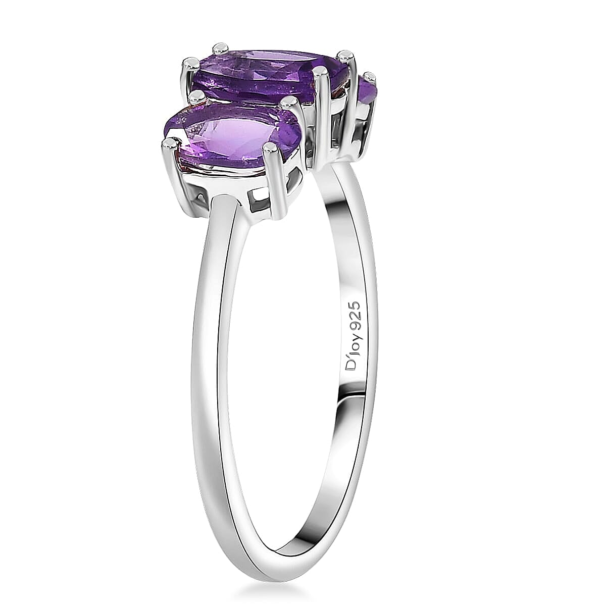D'Joy African Amethyst Ring (Size 6.0) and Pendant Necklace (20 Inches) in Rhodium Over Sterling Silver 2.35 ctw image number 3