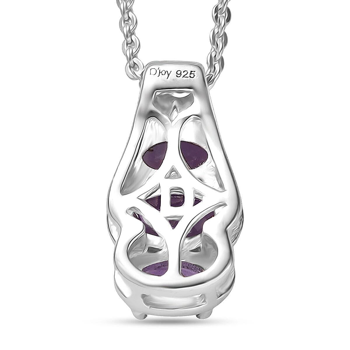 D'Joy African Amethyst Ring (Size 6.0) and Pendant Necklace (20 Inches) in Rhodium Over Sterling Silver 2.35 ctw image number 6
