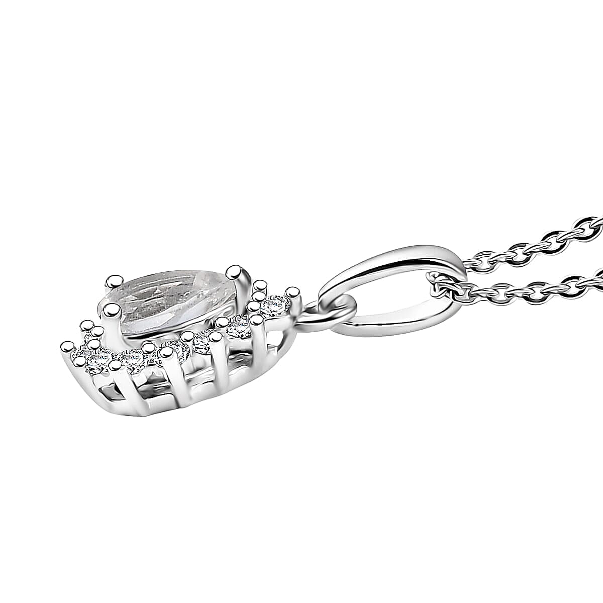 D'Joy White Topaz, White Zircon 1.60 ctw Ring (Size 5.0) and Pendant Necklace 20 Inches in Rhodium Over Sterling Silver image number 5