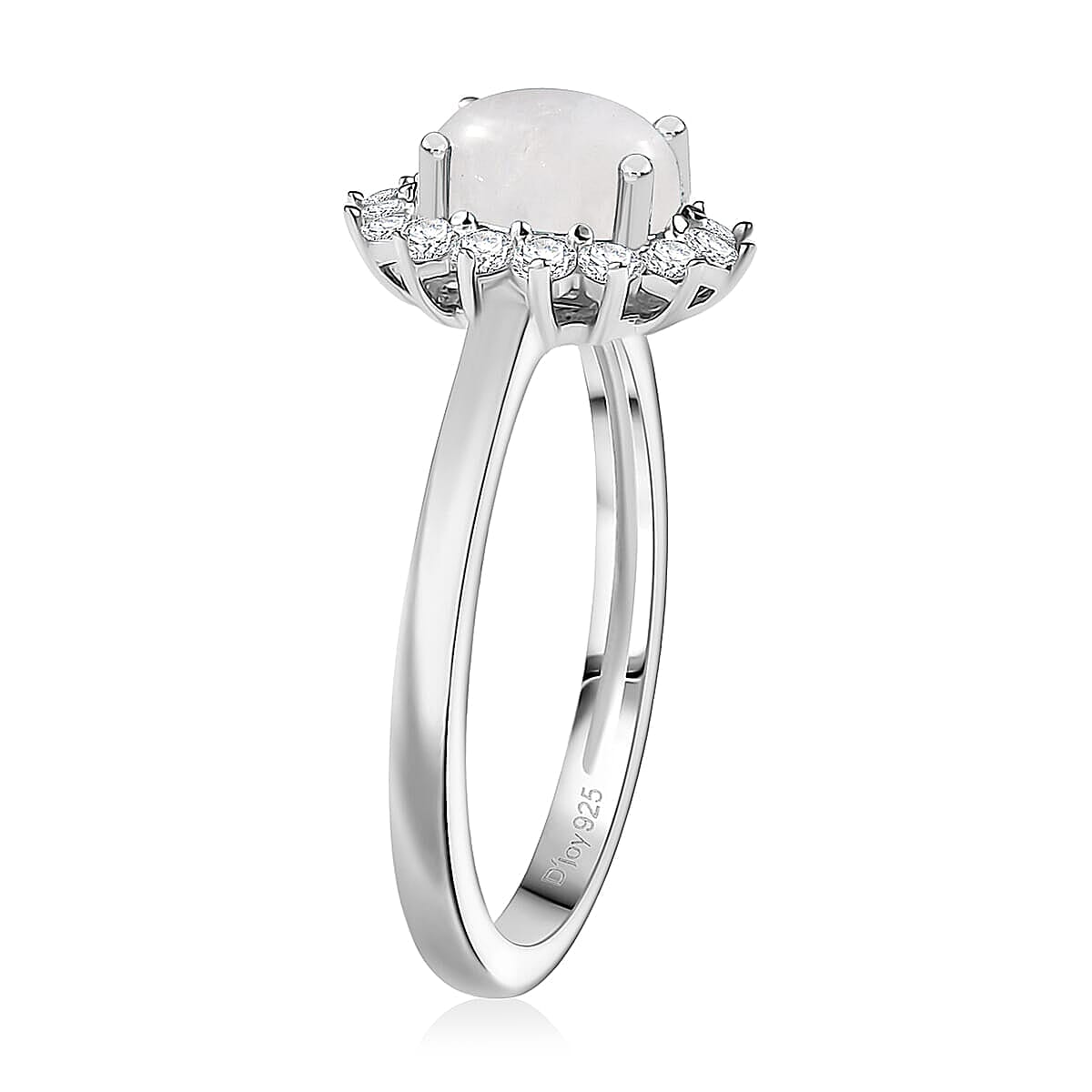 D'Joy Rainbow Moonstone and White Zircon 3.00 ctw Ring (Size 6.0) and Pendant Necklace 20 Inches in Rhodium Over Sterling Silver image number 3