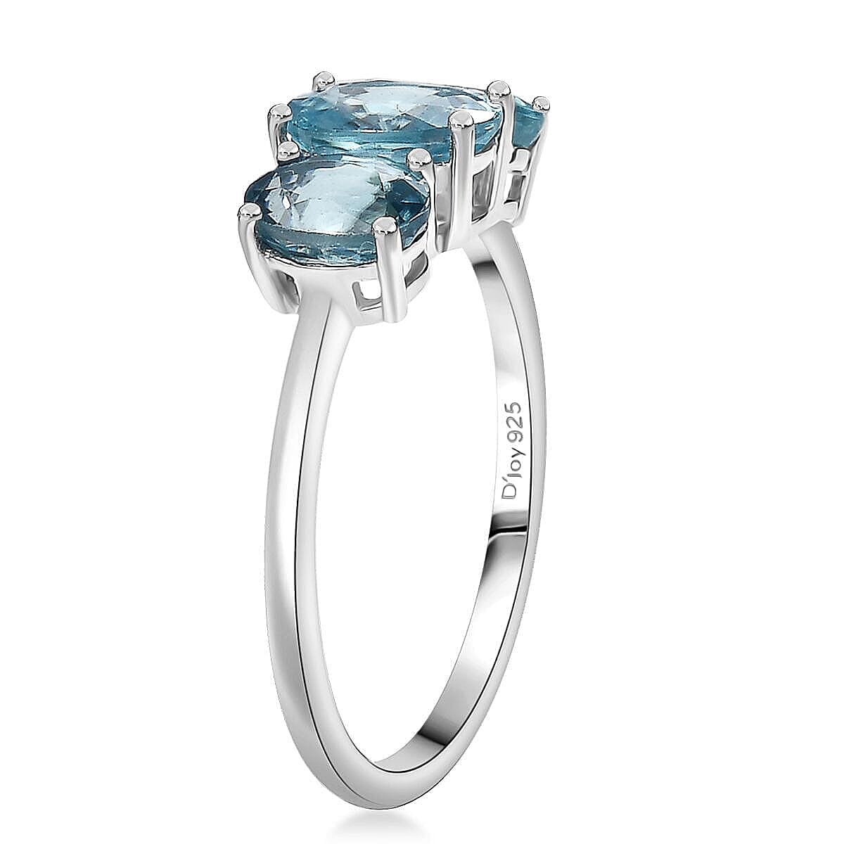 D'Joy Cambodian Blue Zircon 4.35 ctw Ring (Size 7.0) and Pendant Necklace 20 Inches in Rhodium Over Sterling Silver image number 3