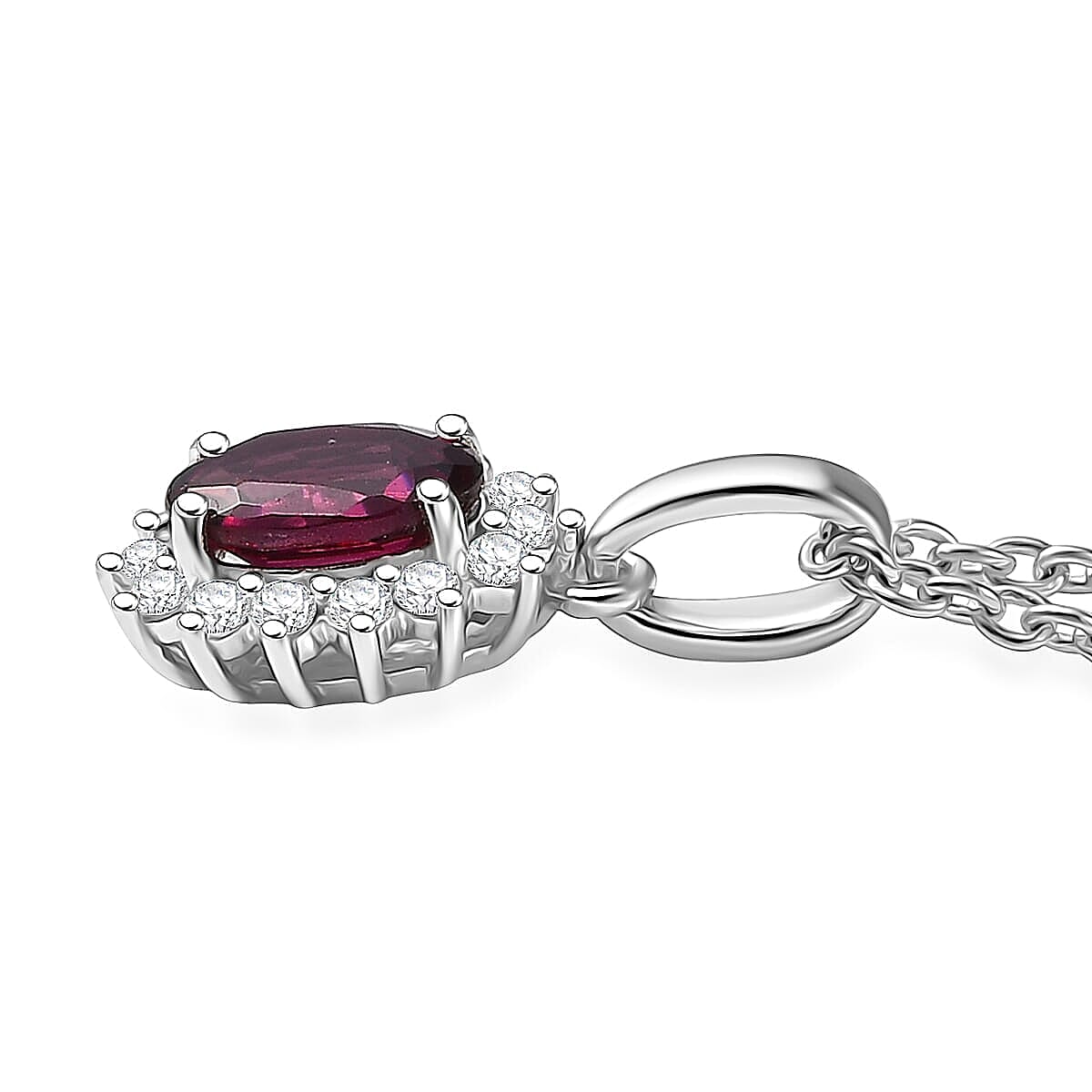 D'Joy Orissa Rhodolite Garnet and White Zircon 2.80 ctw Ring (Size 6.0) and Pendant Necklace 20 Inches in Rhodium Over Sterling Silver image number 5