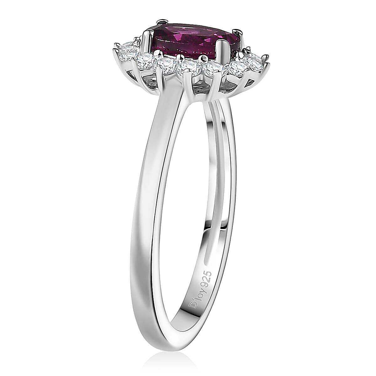 D'Joy Orissa Rhodolite Garnet and White Zircon 2.80 ctw Ring (Size 8.0) and Pendant Necklace 20 Inches in Rhodium Over Sterling Silver image number 3