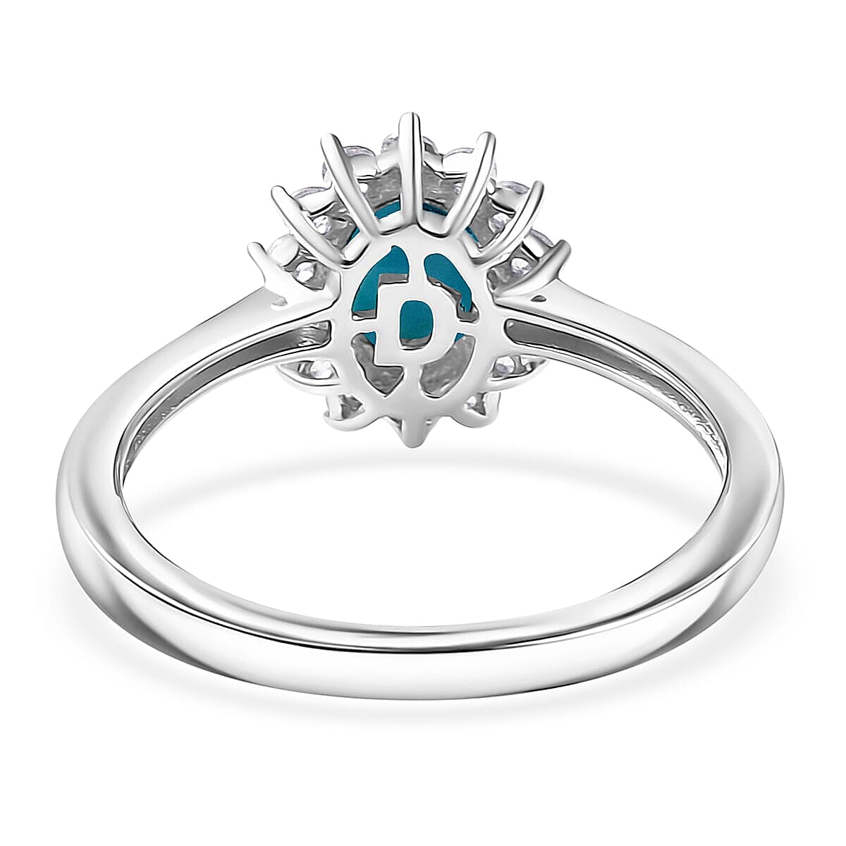 D'Joy Sleeping Beauty Turquoise and White Zircon 2.40 ctw Ring (Size 5.0) and Pendant Necklace 20 Inches in Rhodium Over Sterling Silver image number 4