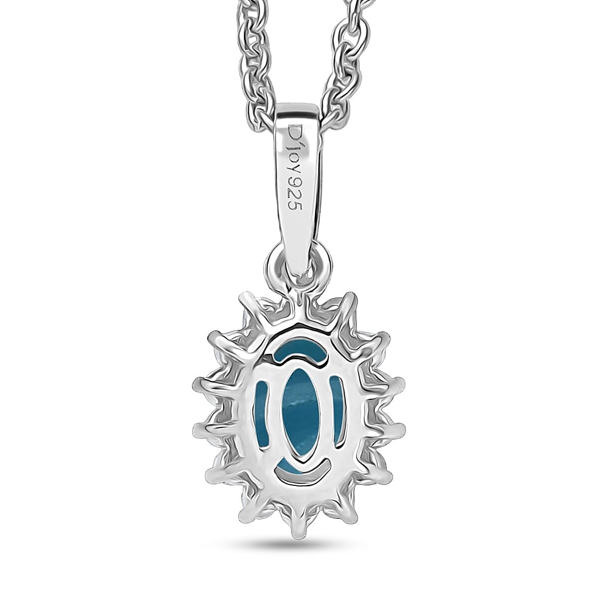 D'Joy Sleeping Beauty Turquoise and White Zircon 2.40 ctw Ring (Size 8.0) and Pendant Necklace 20 Inches in Rhodium Over Sterling Silver image number 6