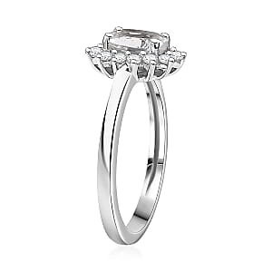 D'Joy White Topaz and White Zircon 2.20 ctw Ring (Size 6.0) and Pendant Necklace 20 Inches in Rhodium Over Sterling Silver