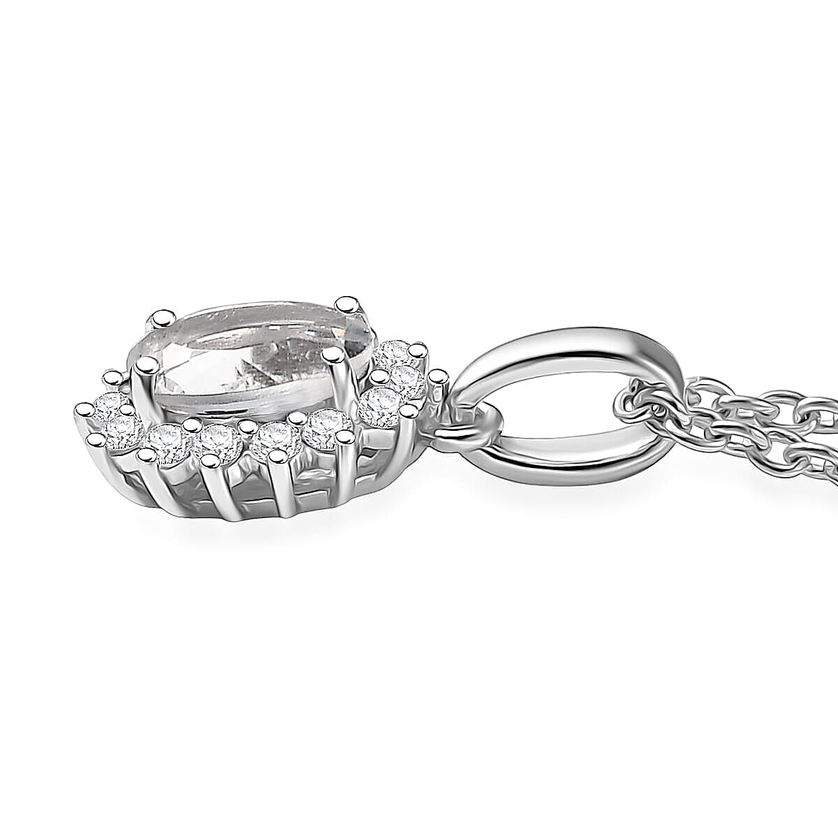 D'Joy White Topaz and White Zircon 2.20 ctw Ring (Size 9.0) and Pendant Necklace 20 Inches in Rhodium Over Sterling Silver image number 5