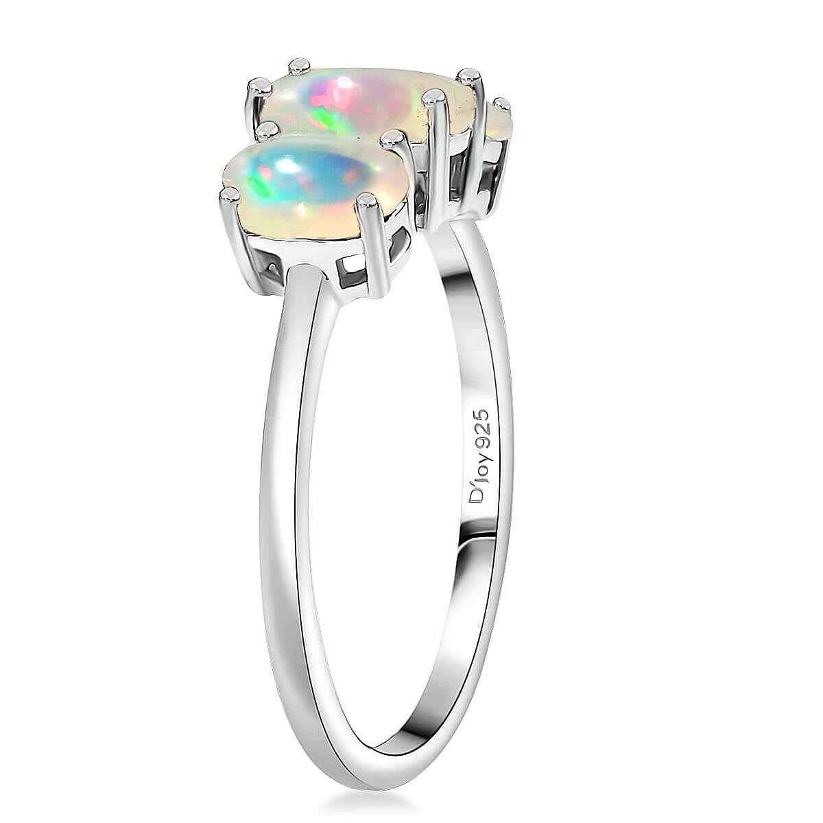 D'Joy Ethiopian Welo Opal 1.50 ctw Ring (Size 9.0) and Pendant Necklace 20 Inches in Rhodium Over Sterling Silver image number 3